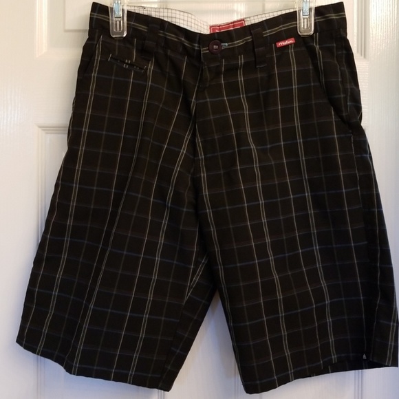 black checkered shorts